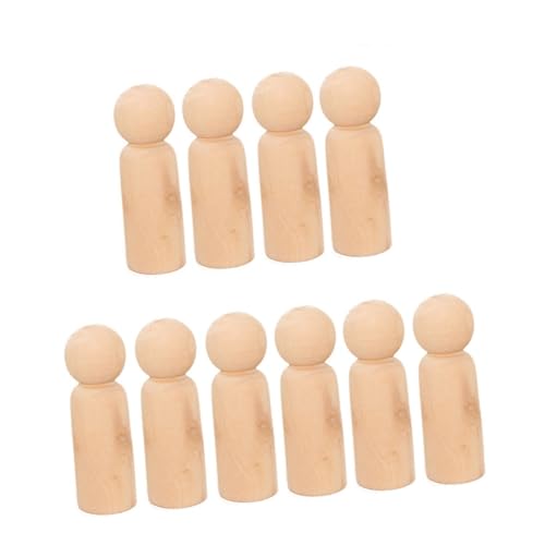 Healifty 10 Stück Holzfiguren Holz Spielfiguren zum Bemalen Basteln Holzkegel Dekoration Ornament