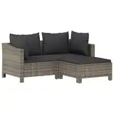 vidaXL Garten Mittelsofa mit Kissen Sofa Gartensofa Einzelsofa Gartenmöbel Rattanmöbel Sitzgruppe Lounge Terrasse Balkon Grau Poly Rattan