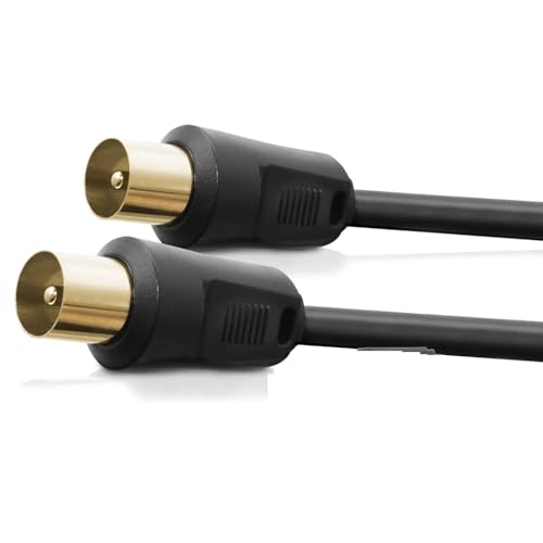 CABLEPELADO TV-Antennenkabel Männlich, Koaxialkabel, Gerade, Decoder, HDTV, DVB-T2/C/S, Radio, 75 Ohm, Schwarz, 1,5 Meter