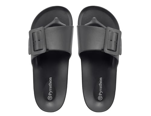 Pyrathon Badelatschen Damen Badeschlappe Leichte Arch Support Schlappen Hausschuhe Sommer Badeschuhe 36-41EU,41EU,Schwarz