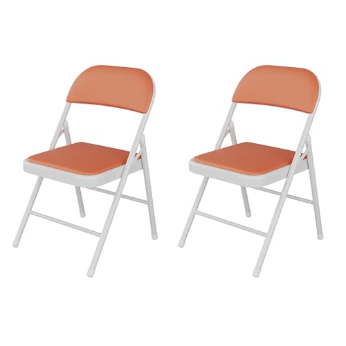 LIANGLIHONGJS Tragbarer Stuhl, Klappstuhl Einfaches 2-Teiliges Set Klapphocker Heim-Rückenstuhl Platzsparend Geeignet for Terrasse Rasen Draußen Drinnen(Color:Orange)