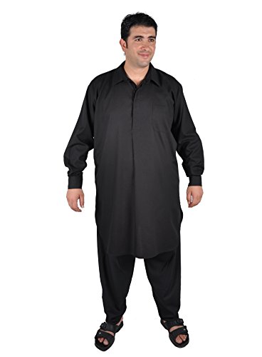 Egypt Bazar Zweiteiliges Herren-Salwar-Kameez- Set im Pakistani-Stil, schwarz (68 (5XL))