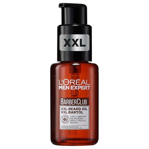 L'Oréal Men Expert XXL Bartöl für Männer, Unterstützung beim gesunden Bartwachstum, Beruhigende Bartpflege für Herren mit Zedernholzöl, Barber Club, [Amazon Exclusive], 1 x 50 ml