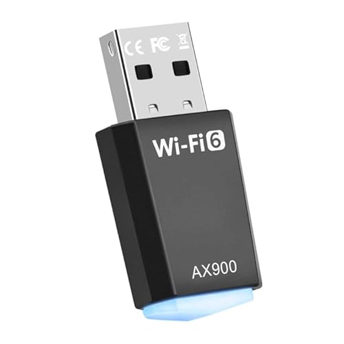 USB WLAN Stick Adapter für PC - AX900 USB WLAN Adapter Dual Band 2.4GHz/5GHz mit eingebautem Treiber, USB WiFi 6 Adapter für PC/Desktop/Laptop, WLAN Adapter USB Kompatibel mit Windows 11/10/8.1/8/7