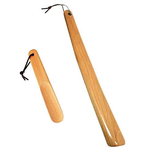 Milai 2-pack Schuhanzieher - Holz Schuhanzieher Schuhlöffel mit hängendem Seil,Holz Schuhlöffel Buche Schuhanzieher shoe horn für Mann Frauen Kinder Senioren(Kräftiges Holz)