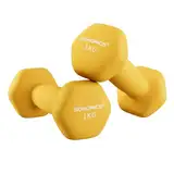 SONGMICS Hanteln 2er Set, Kurzhanteln, 2 x 1 kg, mit matter Beschichtung aus Neopren, rutschfest, Fitness, Gewichtheben für Zuhause, Fitnessstudio, gelb SYL62YL