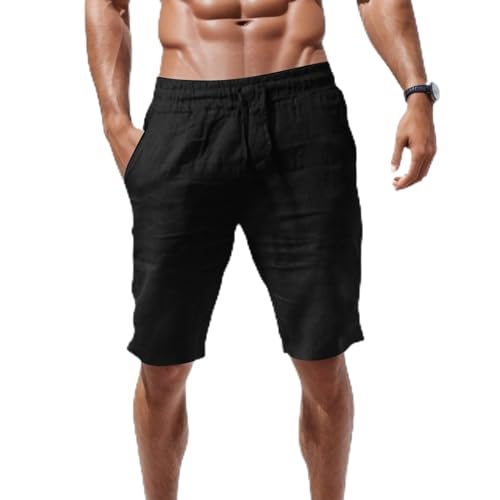 FASLOLSDP Herren Kurz Hose Pluderhose Basic Sweatshorts Einfarbig Komfortabler Jeans Shorts Klassisch Geschnitten Sport Shorts Baggy Shorts Kurze Yogahose