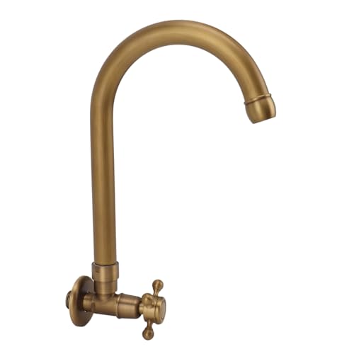 Fockety Outdoor-Küchenspüle-Wasserhahn, 360-Grad-Drehung, Einzel-Kaltwasser-Garten-Außenwasserhahn, Antik-In-Wand-Frost-Riss-Prävention, Flexibler Hals, Waschküchen-Wasserhahn, (Runder