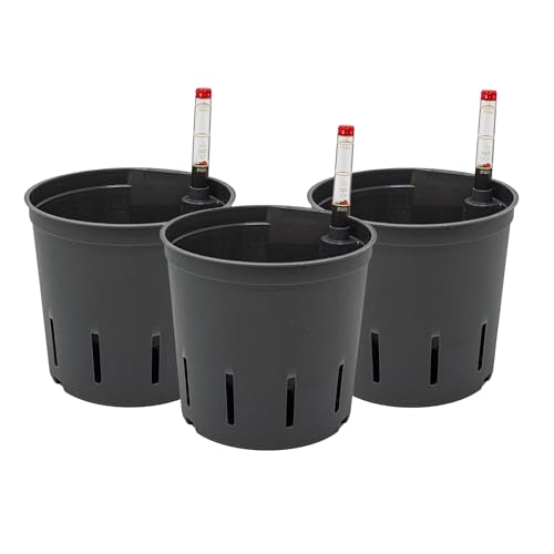 Leni Kulturtopf für Hydrokultur-Systeme Set mit Wasserstandsanzeiger | Größen zur Wahl 5-32 cm rund | Langlebiger Kunststoff (3er-Pack, Ø: 13cm | H: 12cm)