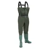 Jiubiaz Wathose,Wathose Herren Wasserdicht，70D Nylon Composite PVC Anglerhose，fischerhose mit stiefelund Haken,Watstiefel Hose geeignet für Angeln,Autowäsche, Bauernhof(EU 44)