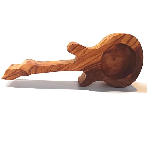 Olivenholz Teelichter direkt aus Kreta, Gitarre aus Holz ca. 15cm lang und 2cm hoch Kerze (Gitarre #207)