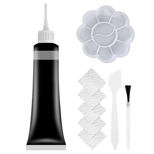 20 ml Schwarz Leder Reparaturgelkit mit Auftragszubehör für Autositz, Sofa, Jacke, Schuhe und Leathercraft -Restaurierung und Kratzerreparatur