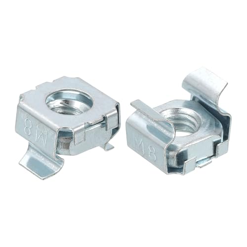 QUARKZMAN M8 x 1.25mm Käfig Mutter 5Stk Einrastbar Käfig Muttern Karbonstahl Verzinkt Beschichtet Metrische Mutter für Server Rack Schrank Silber