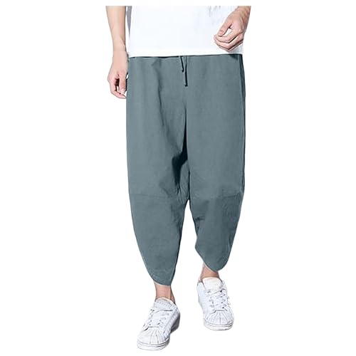Darringls Japanische Hose Herren Kirakuco Freizeithose Sommerhose Pumphose Lang Leicht Elegant Stretch Luftig Schlupfhose Riku Hose Japanisch 3/4 Yogahose Japanische Haremshose Hippie Sweatspants