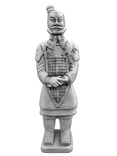 gartendekoparadies.de Statue chinesischer Terrakotta-Krieger, Steinfigur, H. 107 cm, 83 kg, Grau, frostsicher aus Steinguss für Außenbereich