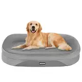 HMTOPE Orthopädisches Hundebett, Hundesofa, Vierseitiges Nackenrolle Kissen, rutschfeste Unterseite Hundekorb, Abnehmbar und Waschbar, Mittelgroße Hunde, Grosse Hunde, 106 x 79 x 17 cm, Mittelgrau
