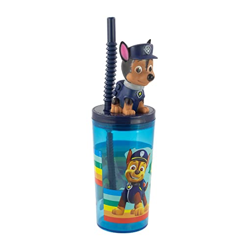 PAW PATROL P:os 29442049 Trink-Becher für Kinder mit Strohhalm und Deckel, inkl. 3D-Figur, ca. 360 ml, Plastik-Becher to-go, bpa- und phthalatfrei