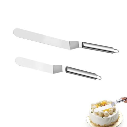 Yeenano Tortenstreicher,2 PCS Edelstahl Winkelpalette Torte,Kuchenspachtel, Winkelpalette,Konditormesser,Tortenmesser Streichmesser ausTorten Spachtel für Verteilen von Sahne Kuchen Backen