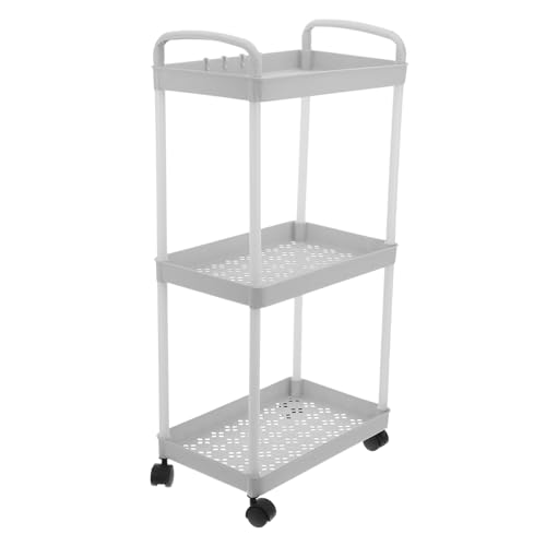 ARTIBETTER Trolley-Rack aufbewahrungswagen Kinderwagen Standwagen küchenwagen transportwagen Rollwagen für Büroorganisation und Aufbewahrung Rolly Cart gestufter Rollwagen Plastik Weiß