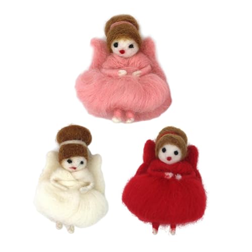 NUOBESTY 3 Stück Wollfilz Puppe Schlüsselanhänger Schlüsselanhänger Handgemachte Mädchenpuppe Wollelfe Puppe Gefilzte Puppe Anhänger Weihnachtsengel Puppe Mädchenpuppe Ornament DIY
