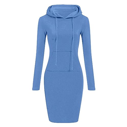 Herbstkleider für Damen, bequem, langärmelig, stilvolles Kleid, niedlich, lockeres Sommerkleid, hellblau, M