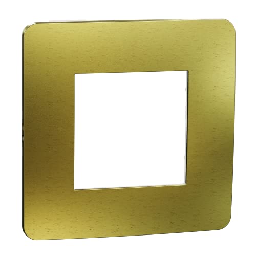 Schneider Electric - Unica Studio Metall N – Endplatte – Gold mit weißem Rand – 1 Fach – NU280259M