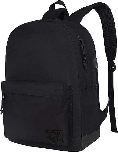 SUPACOOL Leichter Casual Laptop Rucksack mit Laptop Fach 15,6 Zoll für Männer und Frauen, Rucksack für College(Schwarz)