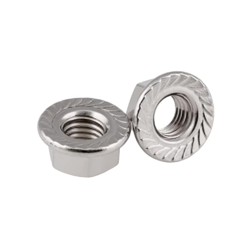 M10 X 1,25 Mutter M10 X 1,25 Flanschmutter Eisen Chrom 10 Stück Feingewinde Sechskant Sechskantmutter Flanschmuttern Befestigungselement mit Pad