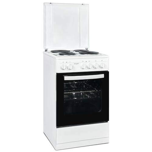 Exquisit Standherd, Standherd 50 cm Breite, Massekochfeld, einfach zu bedienen, 48 l Garraum, Elektro-Standherd 50 cm, EH9-3-090 weiss