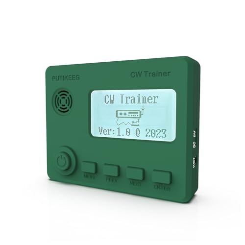 Mini CW Trainer Morse Code Trainer mit Display, Moore Simo Wales Code Kurzwellenradio Telegraphenschlüssel Autoschlüssel Lernen CW Radio für Telegraphen Praxis mit Ladekabel (Green)