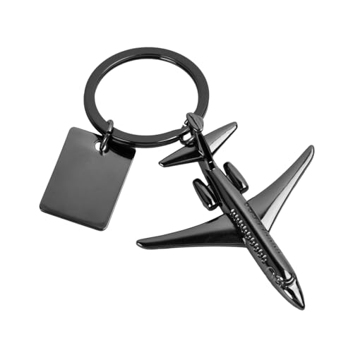 HoaaiGo Flugzeug Schlüsselanhänger für Auto - Personalisiert mit One Piece Charme - für Flugzeugliebhaber 8×5cm (Schwarzes Gold)