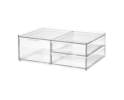 iDesign Make-up Organizer, Schmink Aufbewahrung mit 3 Schubladen aus der Signature Series by Sarah Tanno, Mini Kommode mit Schubladen aus Kunststoff für Make-up und Tools, Transparent