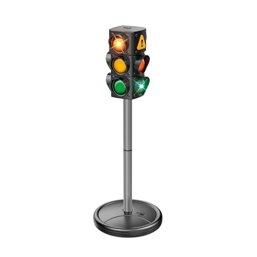 alldoro 60232 Verkehrsampel mit Licht und Sound für Kinder, batteriebetrieben, mit 2 Leuchtmodi, befüllbarer Standfuß, 70 cm hoch