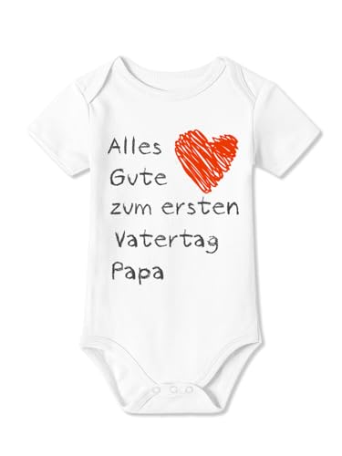 BesserBay Baby Unisex Strampler Kurzarm Alles Gute zum ersten Vatertag Weiß Vatertagsgeschenk Body 0-3 Monate