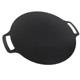 Koreanische Grillpfanne, BBQ-Grillplatte, Maifan-Stein, Anti-Klebstoff-Grillplatte, Runde Grillplatte für Outdoor-Camping (38cm)