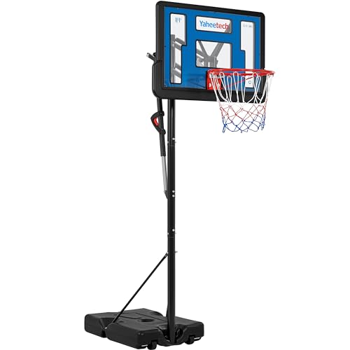 Yaheetech Basketballständer Basketballkorb Basketballanlage mit Handgriff Verstellbare Korbhöhe 227-303,5 cm Mobile Korbanlage für Innen- / Außenbereich Basketballständer Verstellen durch Handgriff