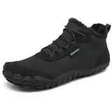 SAGUARO Barfußschuhe Winter Herren Winterschuhe Damen Gefüttert Winterstiefel Warm Barfusschuhe Wasserabweisend Schneestiefel Outdoor Winterboots Schwarz,EU GR.38