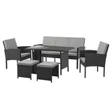 SVITA Denver Polyrattan Gartenmöbel Set Essgruppe Lounge Esstisch Schwarz