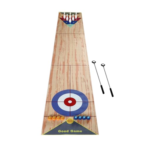 3 in 1 Shuffleboard Bowling Curling Spiel, Familienspiel - Shuffleboard Tabelletop Spiele Eisstockschießen Brettspiel für Zuhause, Party