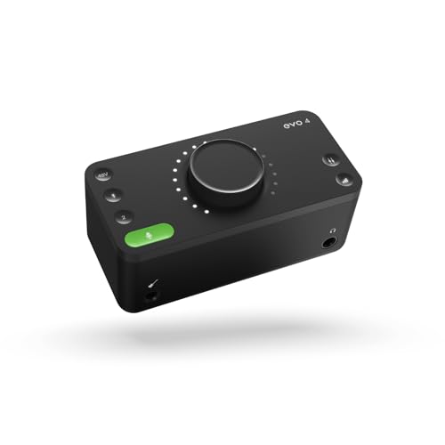 Audient EVO4, EVO 4 USB Audio Interface Soundkarte für Musikproduktion (2 in / 2 out USB-Audiointerface, 48 Volt Phantomspeisung, 2 Mikrofon-Vorverstärker, etc.)