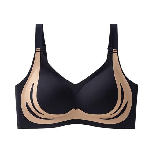 Nahtloser BH Damen Ohne Bügel - Powerful Push Up Seamless Bra Große Brüste Starker Halt V-Ausschnitt Bügelloser BH Seamless Bequem Schlaf BHS Adjustable Seamless Bra