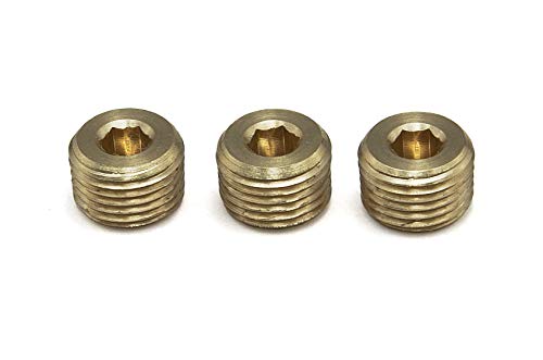 PrecisionGeek Blindstopfen 1/8" NPT Messing-Außengewindebuchse, Gewindestopfen - Set mit 3 Stück