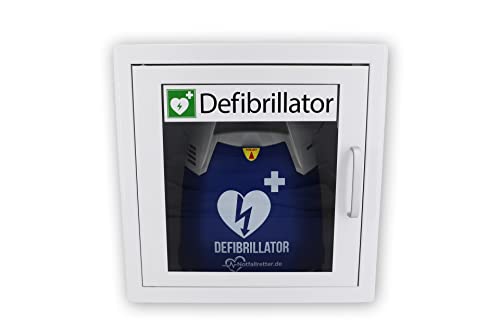 Notfallretter Defibrillator AED Basic, vollautom. Schockauslösung, HLW-Unterstützung inkl. Metallwandkasten & AED Standortwinkel