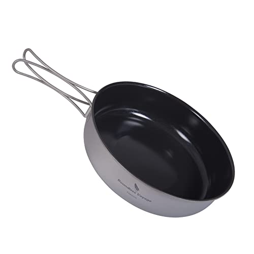 iBasingo Titan Antihaft Bratpfanne 18cm Leichtes Skillet Griddle Wandern Camping Kleine Teller Schale Outdoor Kochgeschirr mit Keramikbeschichtung und Klappgriff für Fried Egg Steak Ti2067C