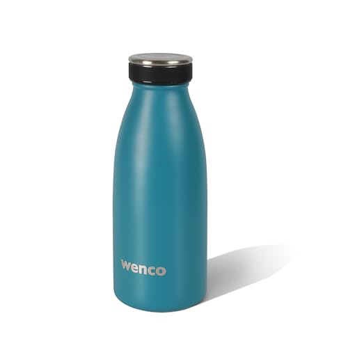 wenco Trinkflasche Edelstahl klein 0,35l / 350ml isoliert und auslaufsicher für kalte und heiße Getränke auch als Thermoskanne verwendbar BPA frei – carribean blue