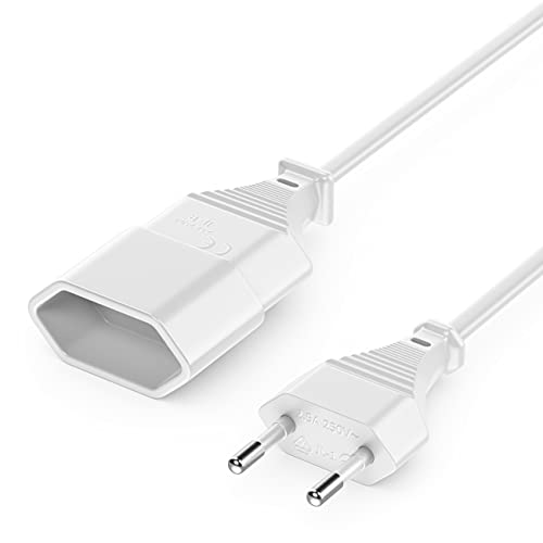 deleyCON 5m Stromkabel Verlängerung Netzkabel Verlängerungskabel Typ-C-Stecker Eurostecker auf Typ-C Euro Buchse TV PC Computer Monitor Beamer Lampe Haushaltsgeräte - Weiß