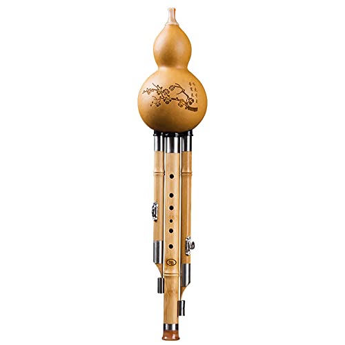 Hulusi-Kürbis-Kürbis-Flöte, traditionelles chinesisches Instrument mit chinesischem Knotenkasten, natürliche Hulusi-Flöte, Blasinstrument for erwachsene, Anfänger (Color : Nature_C KEY)