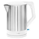 Clatronic® Wasserkocher Edelstahl | 1,5 Liter | BPA frei | Einhandbedienung | Edelstahlgehäuse | Kettle | Station mit Kabelaufwicklung | Wasserkocher weiß | WKS 3692 weiß