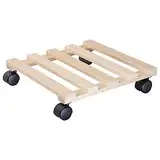 WAGNER Pflanzenroller PALETTI 34 x 34 x 8 cm I Pflanzenroller für Innenbereich I Blumenroller aus FSC®-Massivholz, Buche Natur I Kübelroller aus Holz I Tragkraft 100 kg I Made in EU - 20033501