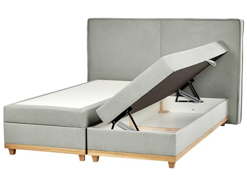 Boxspringbett mit Bettkasten hochklappbar grau 180 x 200 cm modern Dynasty